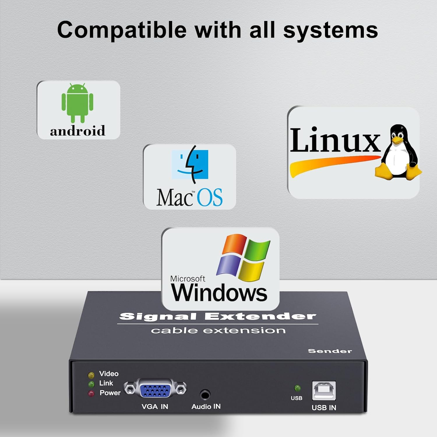 VGA KVM Extender 164ft/50m Over Cat5e/6/7, 1080P@60Hz Zero-Latency, Plug & Play Remote Control