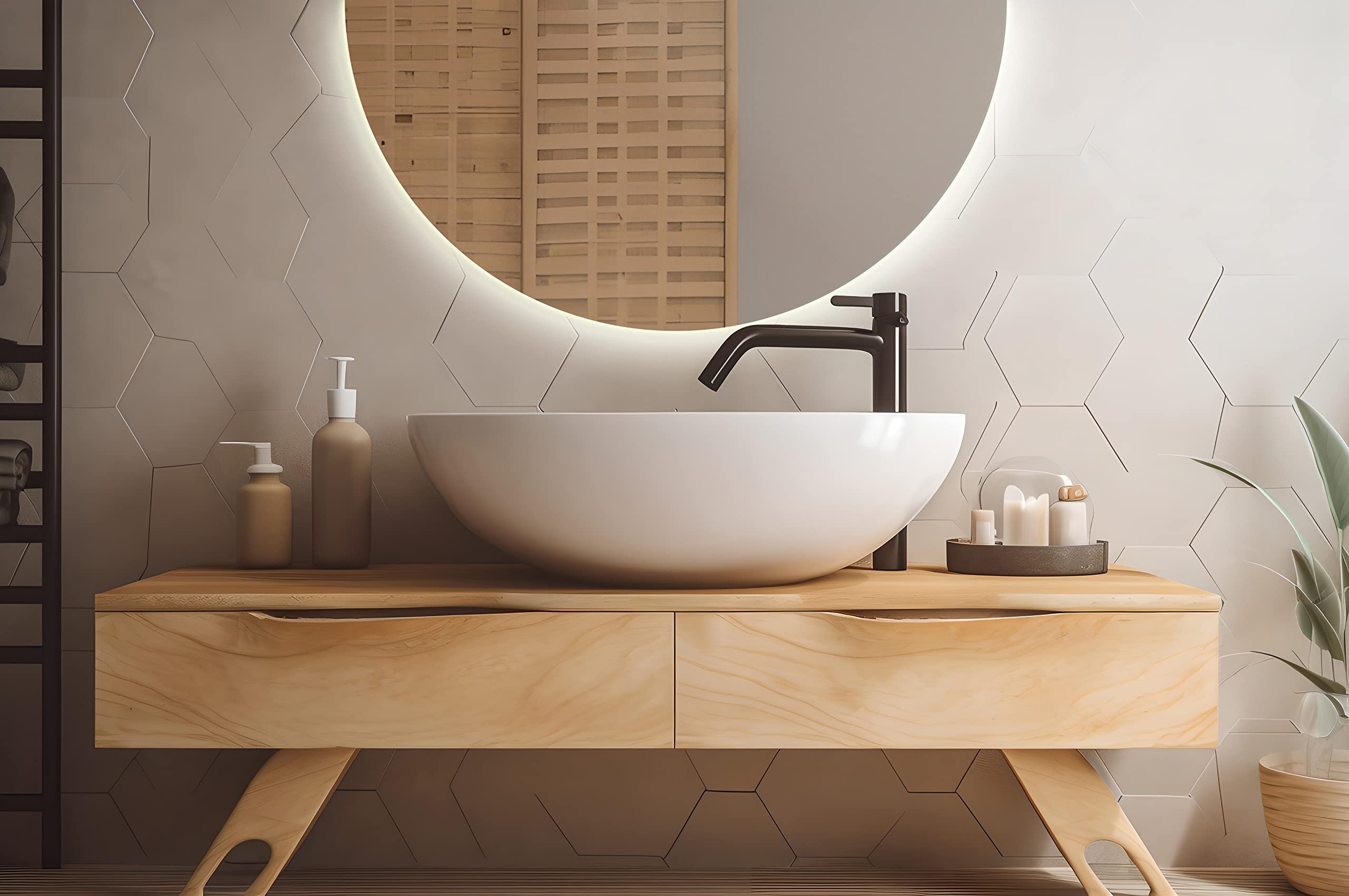 Espejo LED sin Marco 40x80 cm semicircular | Luz cálida Suave | Diseño Limpio Moderno | Ideal para Interiores relajantes | Instalación sin Esfuerzo