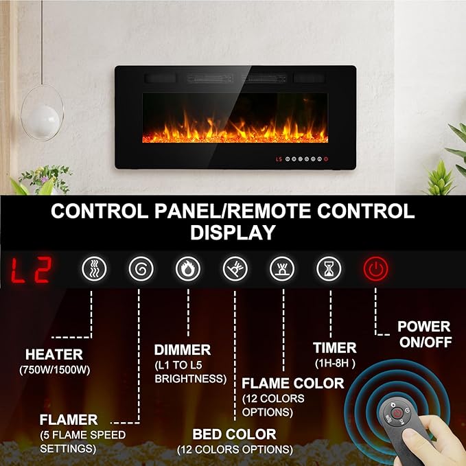 Chimenea Eléctrica BREEZEHEAT 42" Ultra Fina 1500W miniatura 3