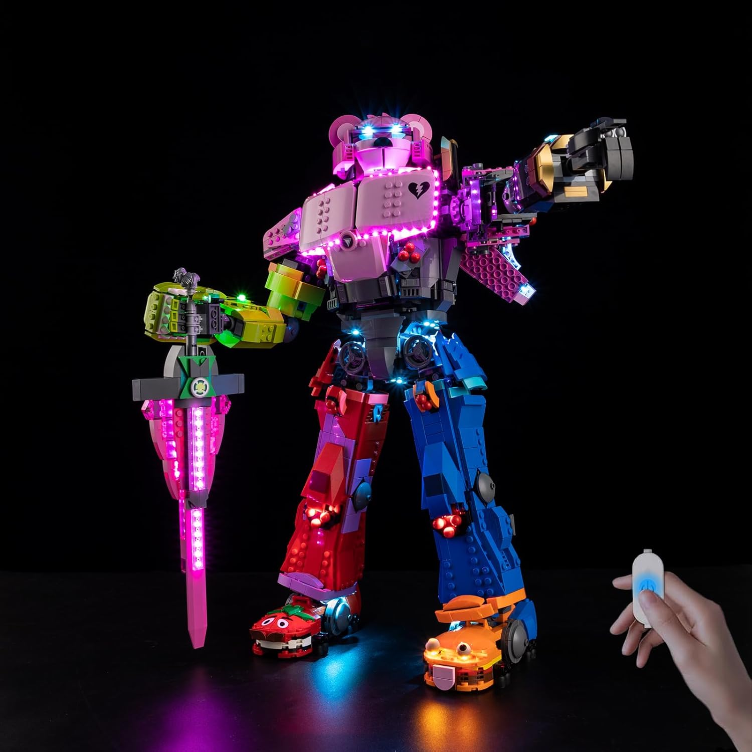 Nitemode LED Light Kit Compatible with Lego Fortnite Mecha Team Leader 77078, Upgraded Brightness Adjustable Lighting Accessories(No Model)