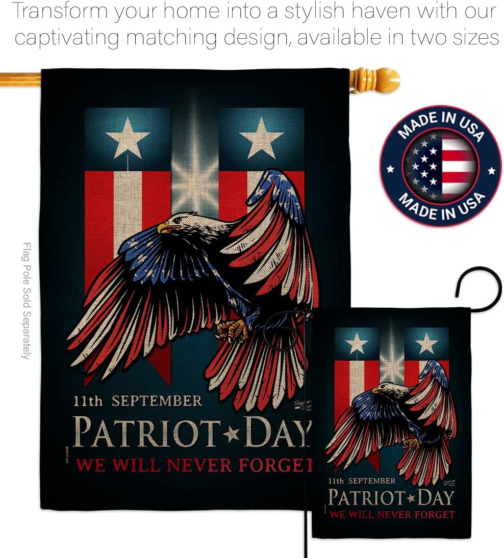 911 Patriot Day Burlap Garden Flag Americana World Planet Peace Environment Awareness United State American House Decoration Banner Small Yard Gift Double-Sided, Made in USA