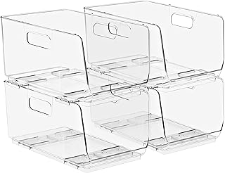 Sorbus Stackable Storage Bins Open Front - Clear Stackable Storage Bins ...