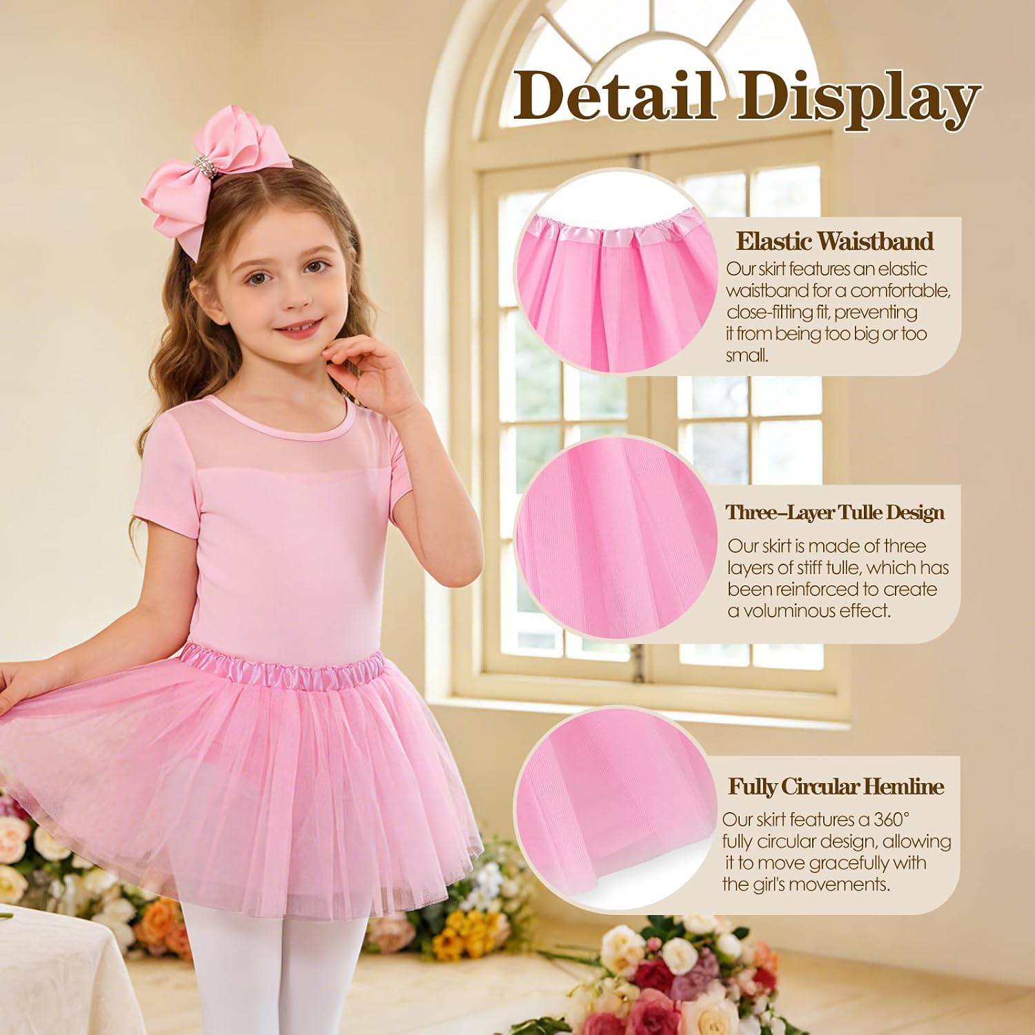 Girls Tutu Skirt,3 Layers Tulle Ballet Tutus for Dress-Up, Dance Parties, and Birthday Party Costumes