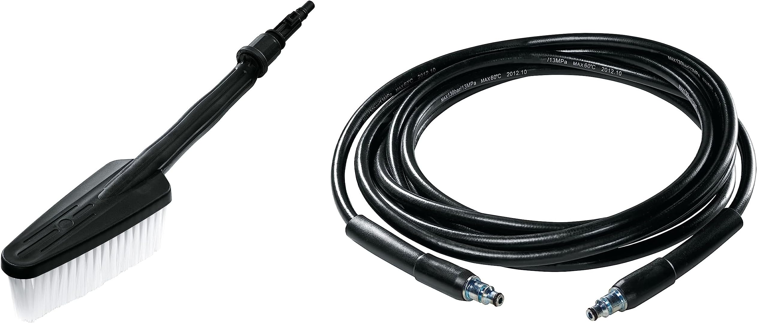 Bosch F016800360 6m High Pressure Hose (Black) & Bosch Wash Brush for AQT Model (F016800359, Black), Pack of 1