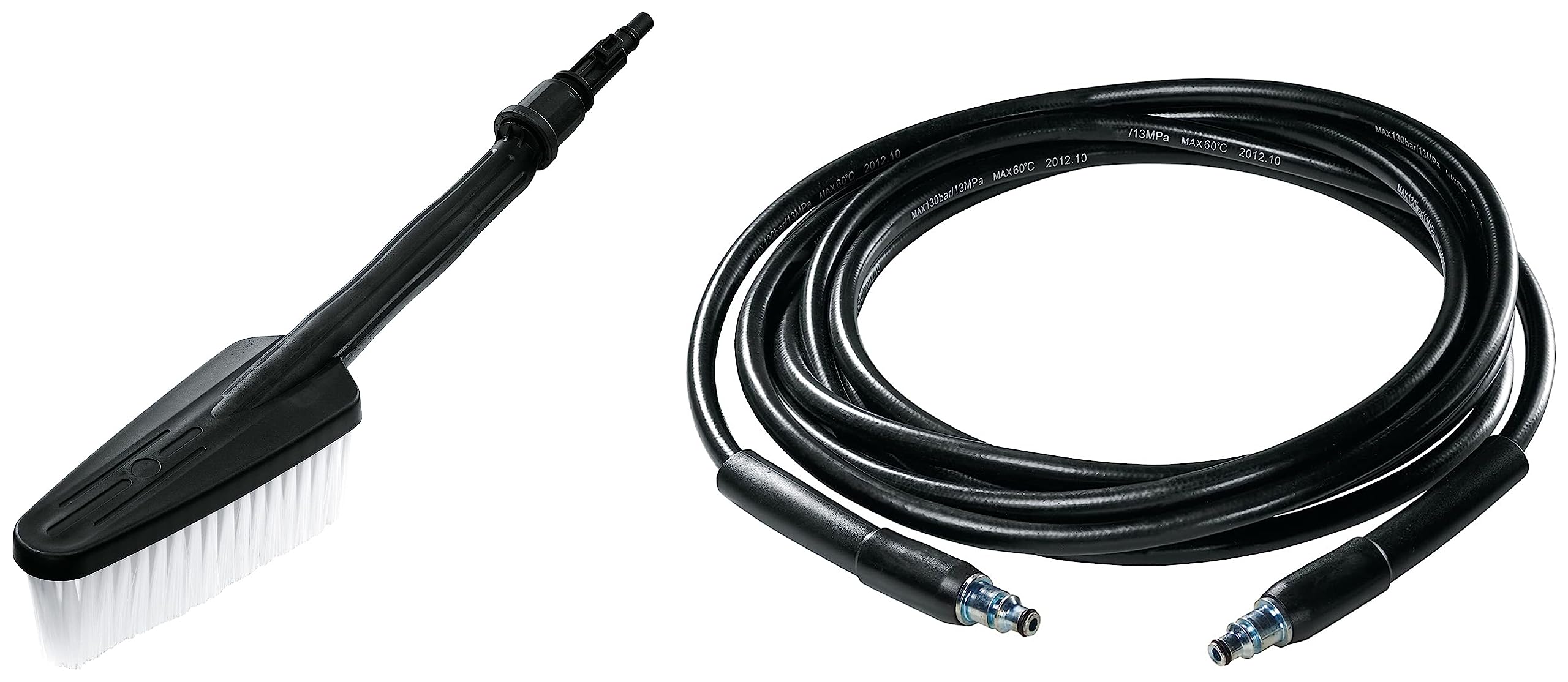Bosch F016800360 6m High Pressure Hose (Black) & Bosch Wash Brush for AQT Model (F016800359, Black), Pack of 1