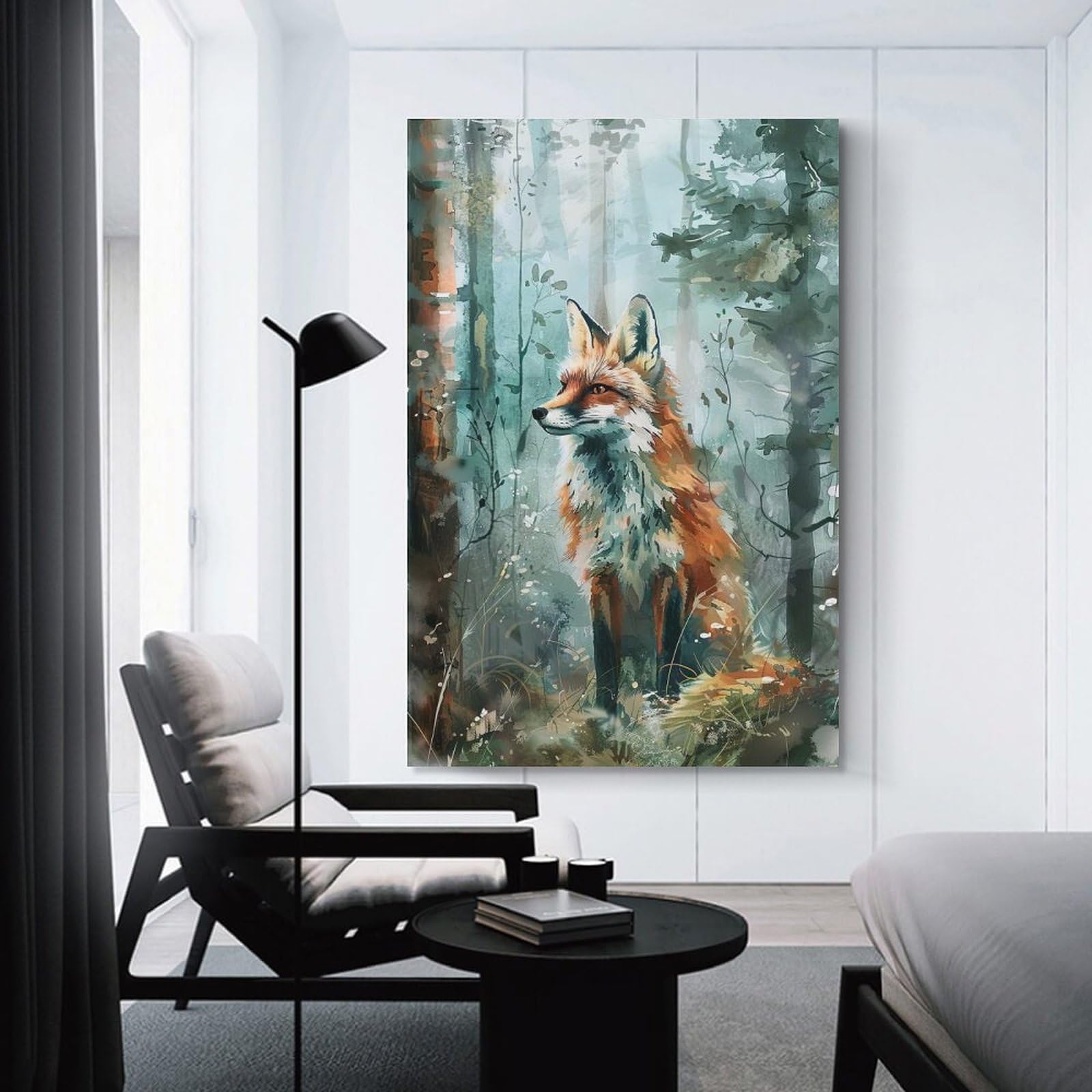 Junmoney Fox in The Forest Canvas Wall Art 16x24inch(40x60cm), for Wall Displays, Bedrooms Or Room Updates, Ideal for Building A Coordinated Art Wall