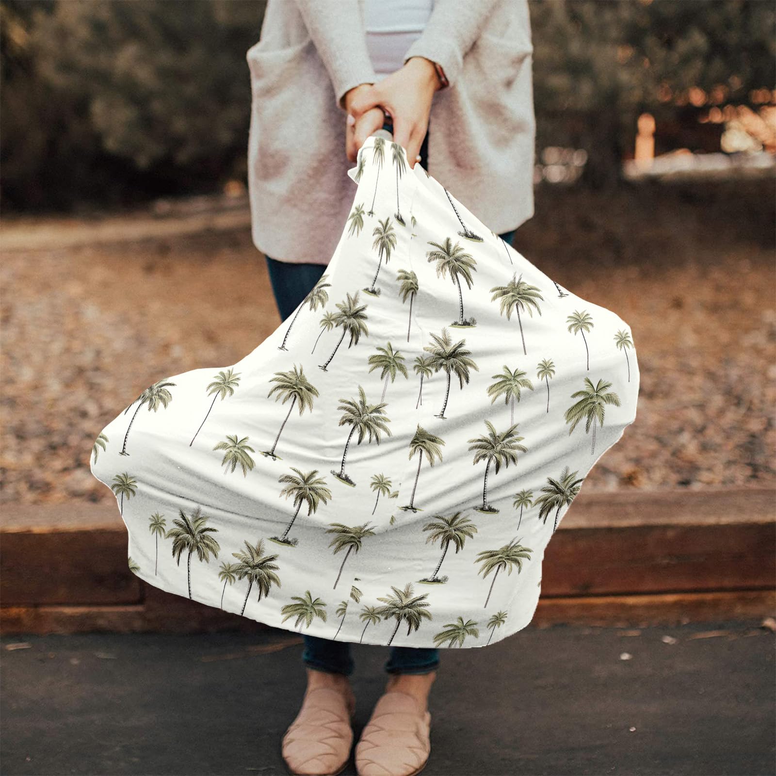 Nursing Cover for Breastfeeding Scarf, Plam Tree Baby Car Covers Super Soft Multi Use for Canopy Shopping Cart Cover Blanket Stroller Cover