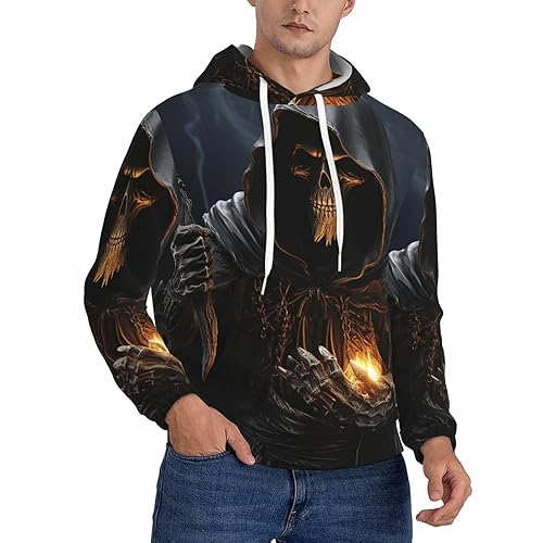 Grim Reaper Men'S Fleece Hoodies Pullover Casual Long Sleeve Hooded