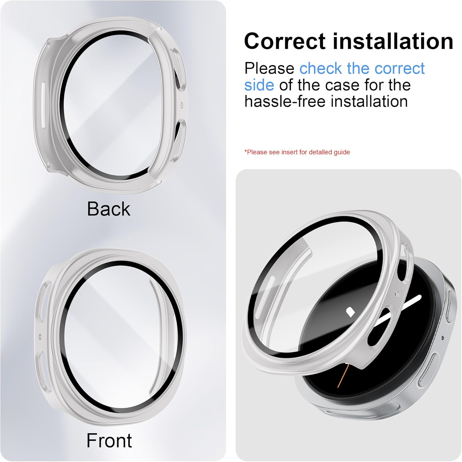 6 Pack Case With Tempered Glass for Samsung Galaxy Watch 8 Screen Protector 40mm Women Men,Hard PC Overall Protection Anti-Slip Scratch-Resistant Cover for Samsung Galaxy Watch 8 Case 40mm Accessories - Image 3