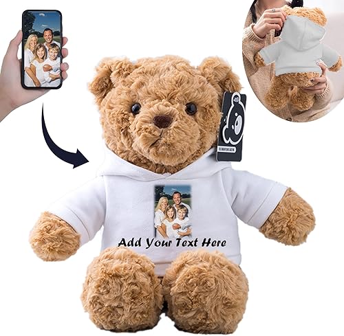 Oso de peluche personalizado, juguetes de peluche con texto personalizado + imagen como regalo personalizado para novianovio en el día de San