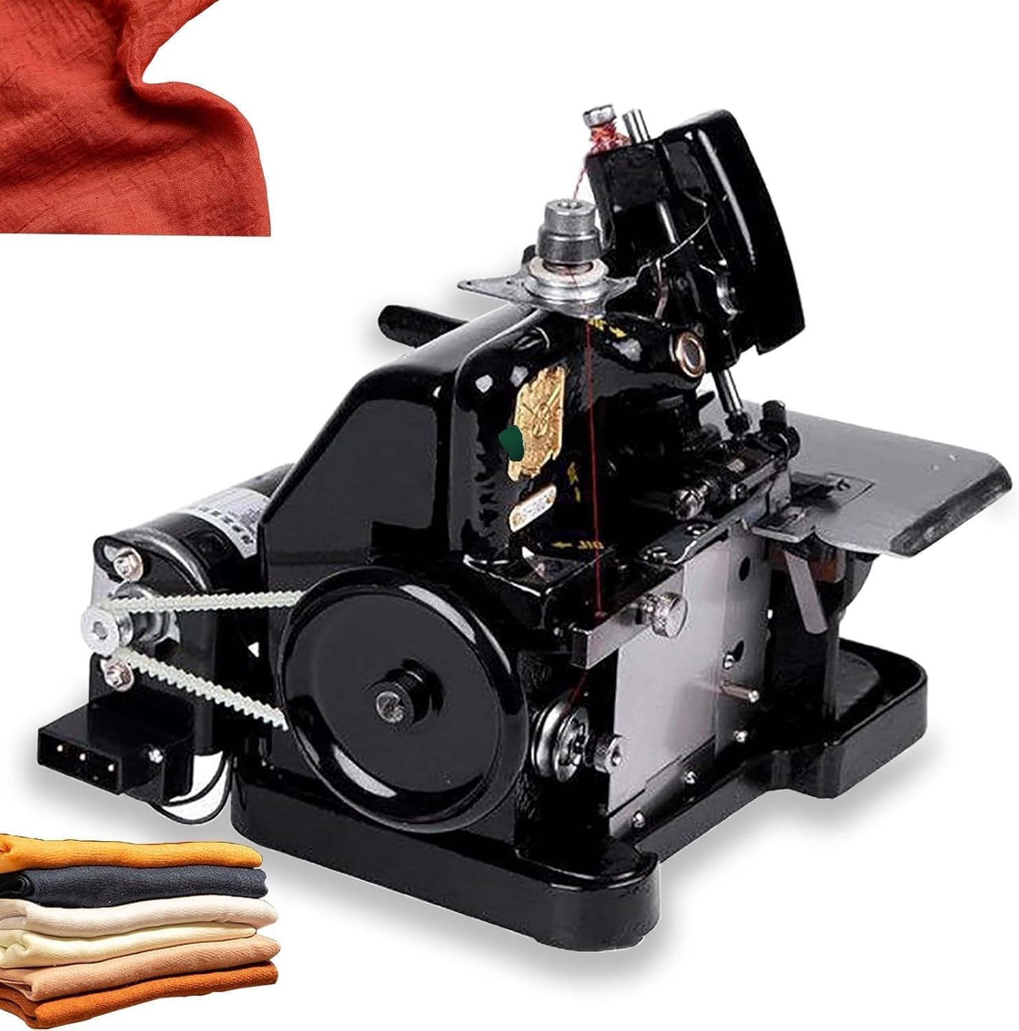 Serger Sewing Machine,Handheld Coverstitch,Overlock Leather Sergers Machines,with Metal Frame,Overlocker Sewing Machine for Heavy Duty Fabric(Green)