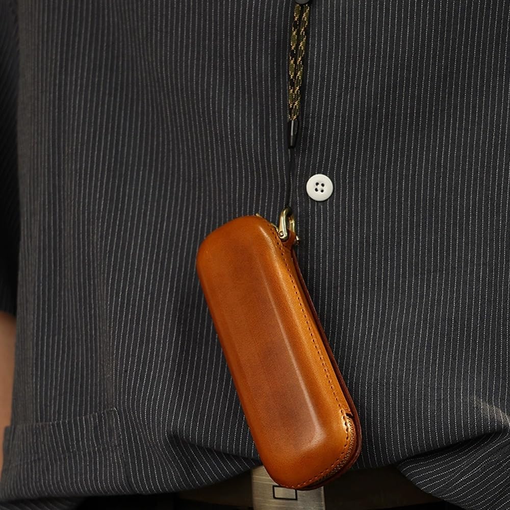 Przenośne etui na okulary, skórzane etui na okulary, skórzane, odporne na nacisk, poziome etui na okulary ochronne, etui podróżne na okulary przeciwsłoneczne (Grey : B, Size : S)