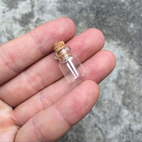 Miniatura 3 de 100 mini botellas de vidrio de 0.0 fl oz colgantes con tapón de corcho, decoración de botellas pequeñas, frascos de manualidades, frascos de regalo,