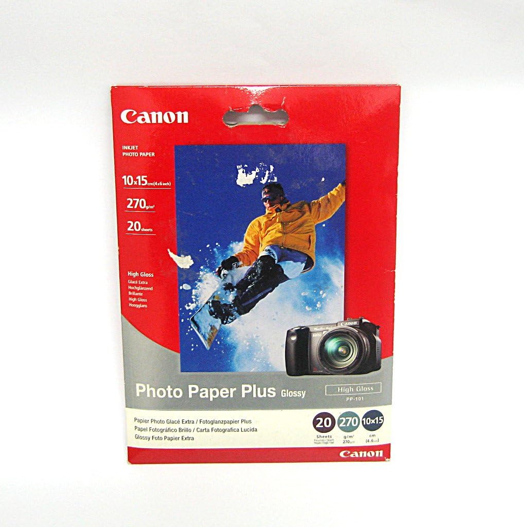 Canon PP101 4"x6" Photo Paper Plus Glossy -for Borderless Printing - 20 Sheets