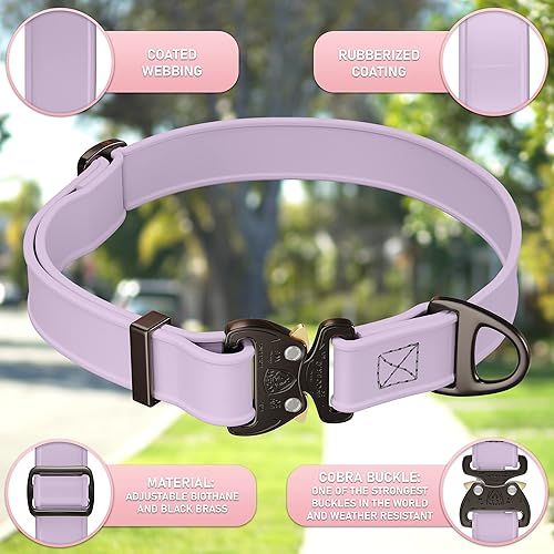 Miniatura 2 de Biothane - Collar de perro con hebilla de cobra, fabricado en Estados Unidos, etiqueta de identificación con código QR incluida, collares de perro