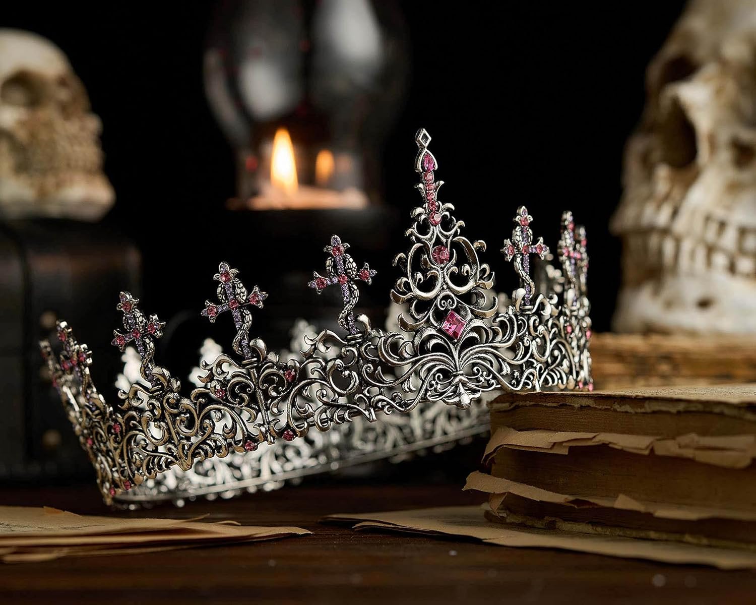 SWEETV Queen Crown for Women, Silver Tiara Crown, Medieval Costume Crown, Crystal Snake Hair Accessories for Cosplay Party, Halloween Decorations : Clothing, Shoes & Jewelry