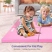 Vista 8 de Matladin 6' Folding Tri-fold Gymnastics Gym Exercise Aerobics Mat, 6ft x 2ft x 2in PU Leather Tumbling Mats with Hook & Loop Fastener for Stretching