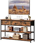 Fyzeg Table Console avec 3 Tiroirs, tableau d'entrée avec 3-Tier étagères de rangement, plateau industriel Table de canapé en bois pour salon, chemin d'entrée, Hallway, Couch, foyer, cuisine, 47Inch Marron rustique