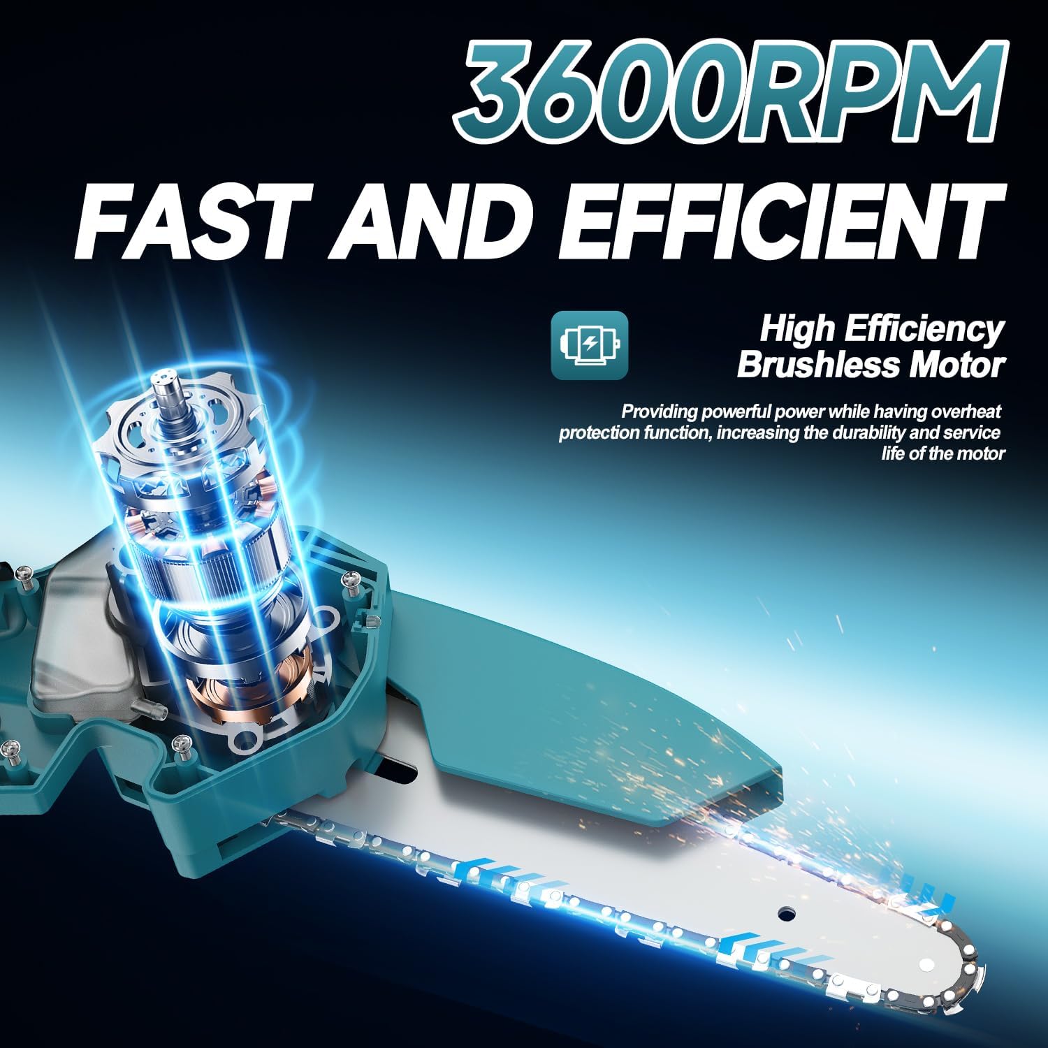 2-in-1 Cordless Pole Saw & Mini Chainsaw with Brushless Motor, 2×3.0 Batteries, 6" Electric Pruning Saw with 117.6" Extension Pole & 0–180° Rotatable Head for Tree Trimming & Garden Use