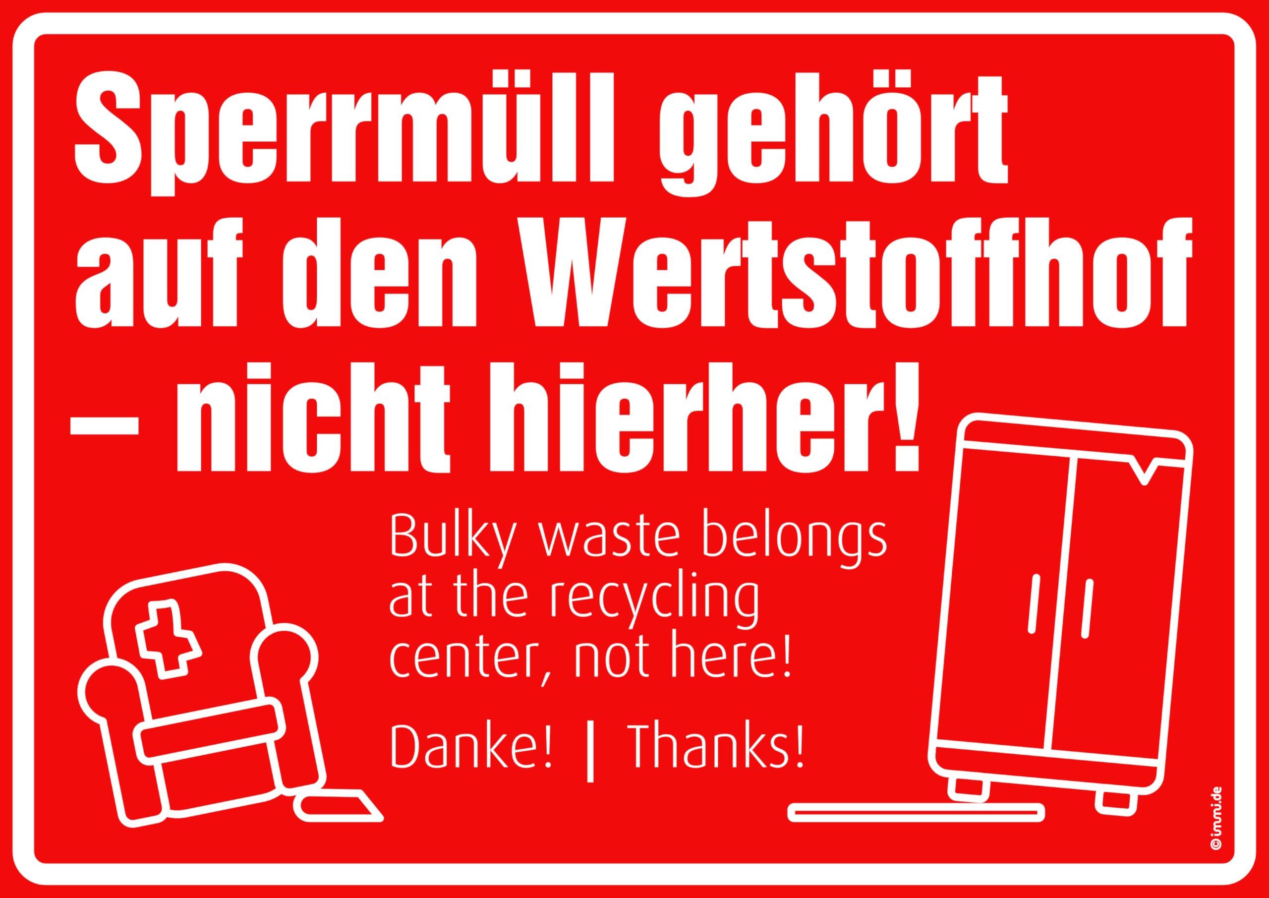 immi 4x Hausmeister Aufkleber (Sperrmüll zum Wertstoffhof) Din A4