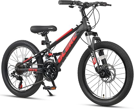 Glerc 20 24 26 Inch Kids Bike, Kids Mountain Bike for Boys and Girls Ages 6+, 21-Speed Skyline Bicycle with Front Suspension and Disc Brakes, Multiple Colors