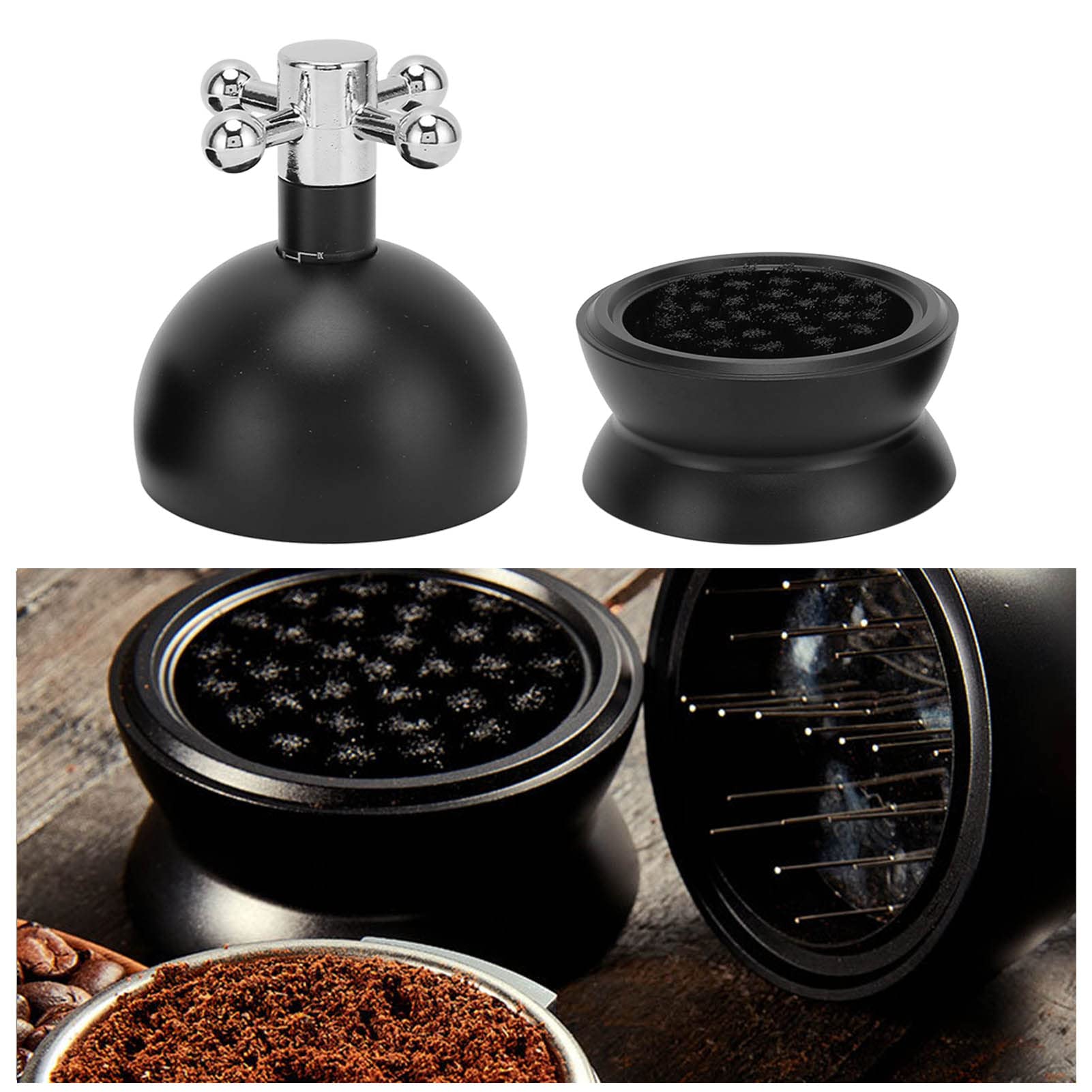 FLEXMAN Distribuidor de Café Ajustable, 22 Agujas Distribuidor de Café en Polvo con Mango Giratorio Metal Ensenada Fija, Herramienta Profesional para Agitar Café Expreso en Polvo (53mm)