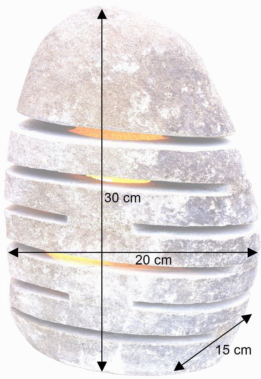 GURU SHOP Flußstein Lampe aus Naturstein, 30 cm, wassergeschützt | Pflegeleichte Leuchte aus indonesischem Flussstein, ideal für den Außenbereich, einzigartig und langlebig.