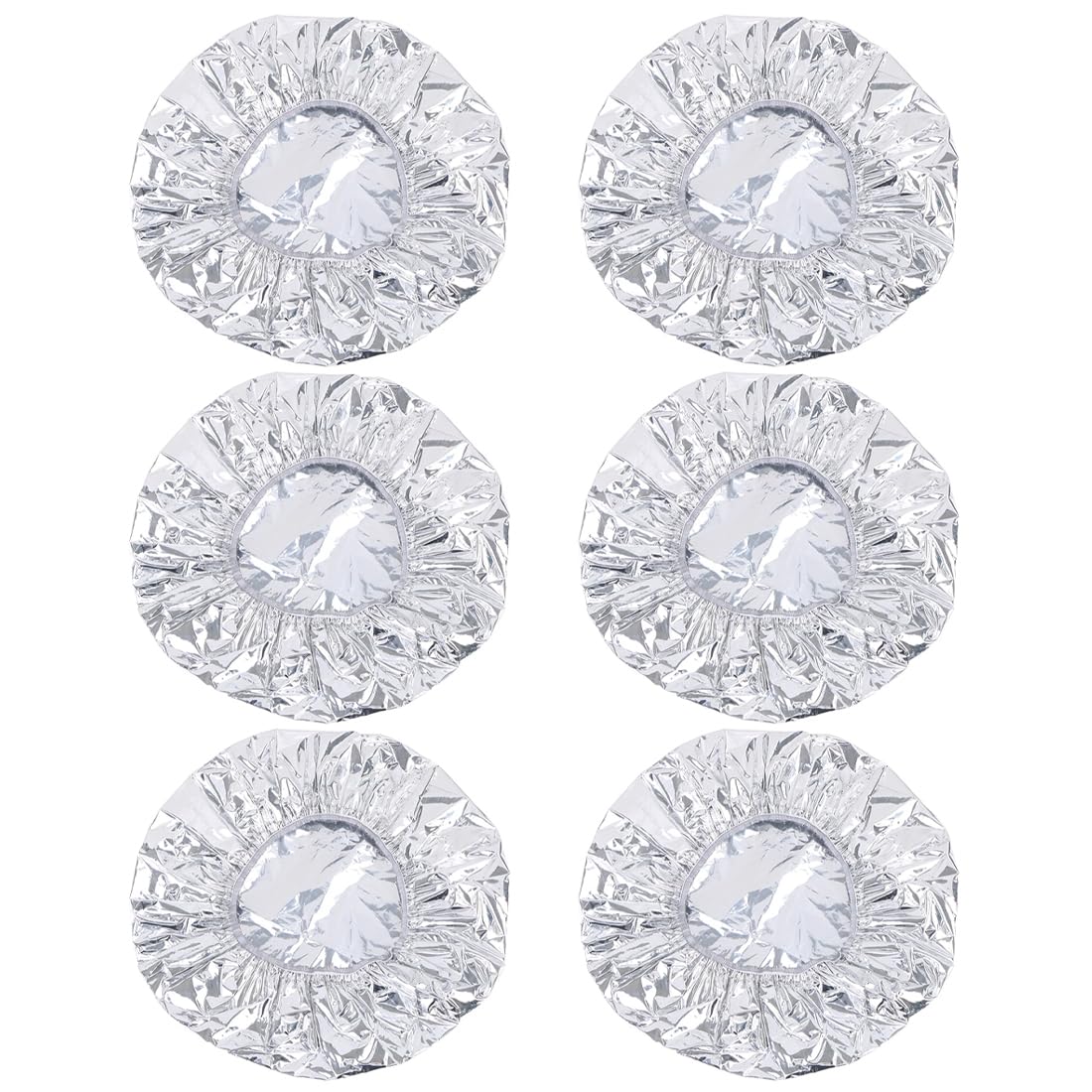 AOEVUIR 6 Pcs Gorro de Aluminio para Ducha y Cuidado del Cabello Gorro Térmico para Pelo Largo Liso y Rizado Plata