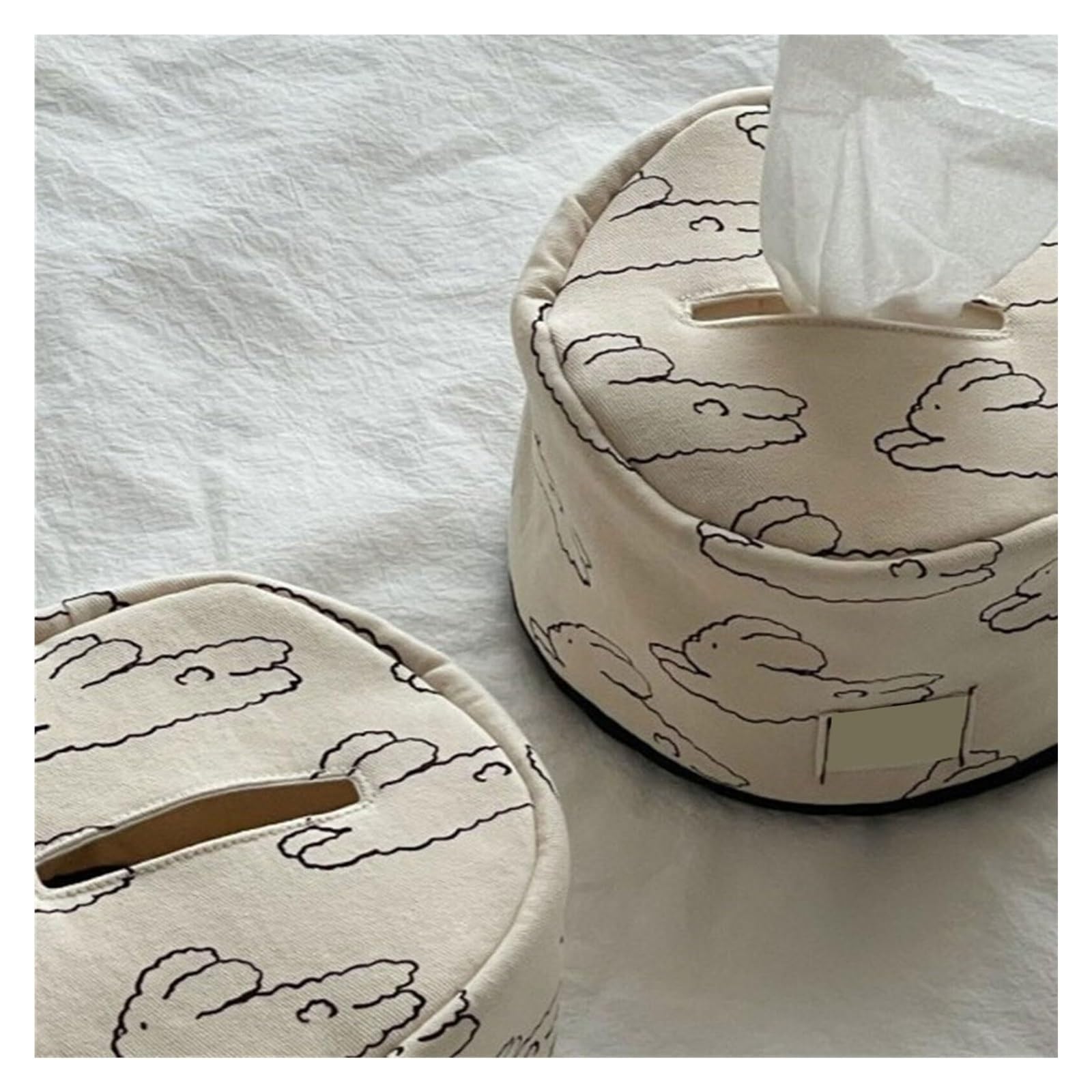 Kosmetiktuch-Spenderbox Stilvolle runde Taschentuchbox aus Baumwolle, Papierhandtuchhalter, Elegante Dekoration for die Küche Must-Haves für die Wohnung(A)