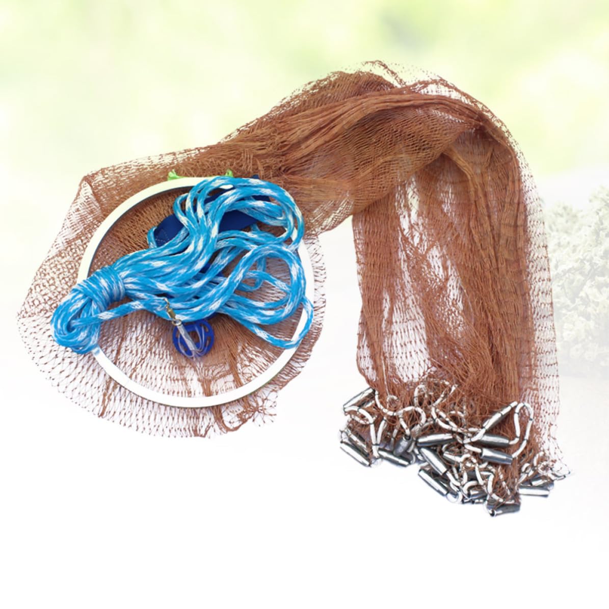 Housoutil Red de Pesca Portátil de Nylon Azul Diseño 360° y Ligera para Camarones y Cangrejos en Agua Dulce y Salada Color Aleatorio