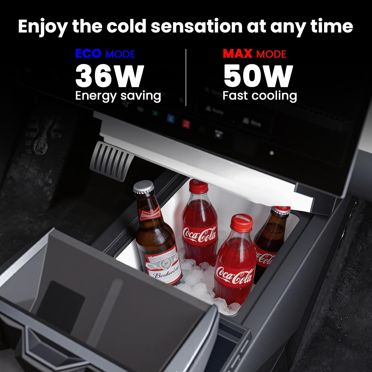 18L Refrigerator for Tesla Cybertruck 2023–2025, Floor Centre Console Fridge Freezer with Rapid Cooling (21°F–68°F), Plug-and-Play 110V Car Cooler for Camping, Road Trips & Daily Use