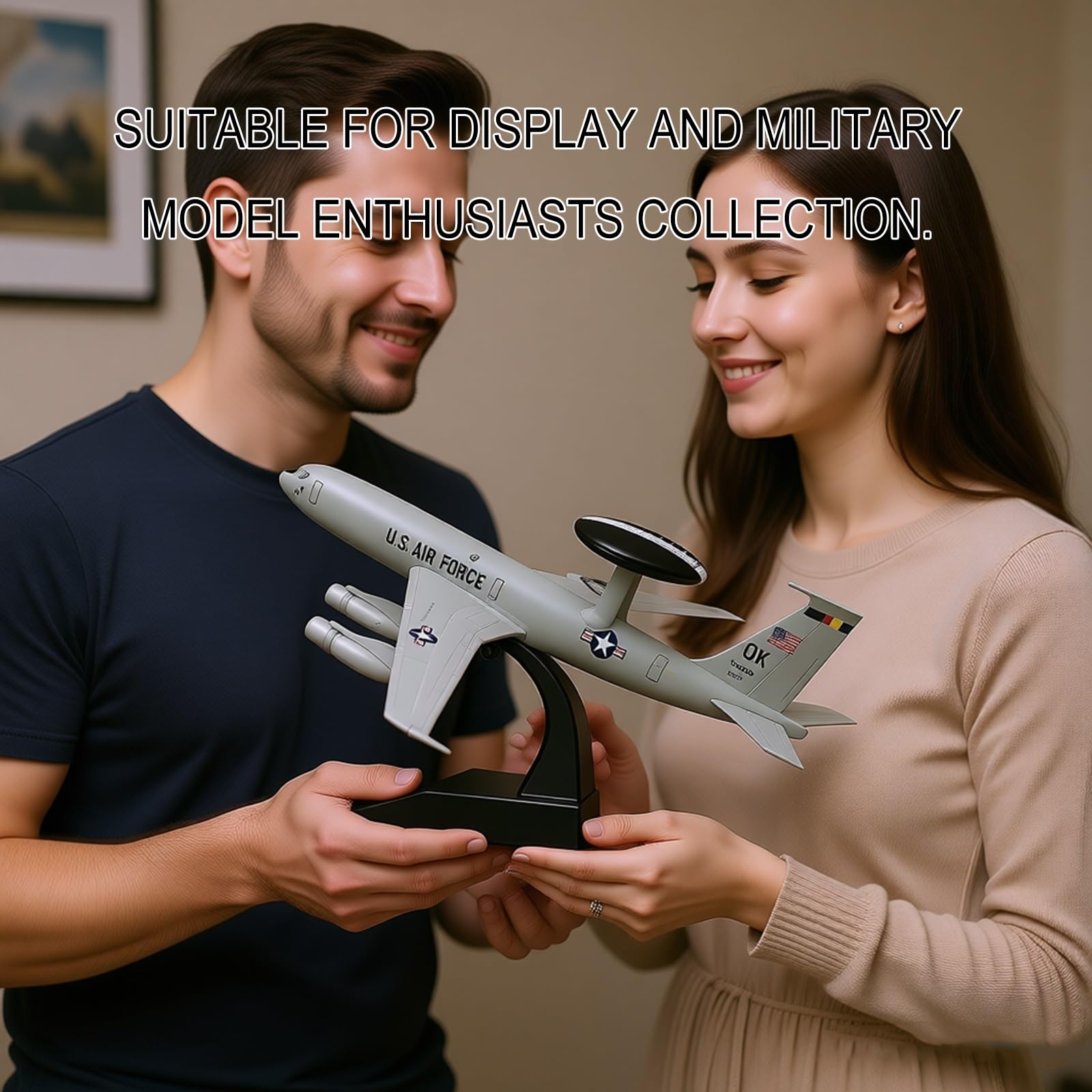 Modello aereo militare E-3 in lega pressofusa in scala 1:200 - Espositore da collezione di alta qualità for appassionati aviazione, regalo perfetto for decorazioni casa/ufficio