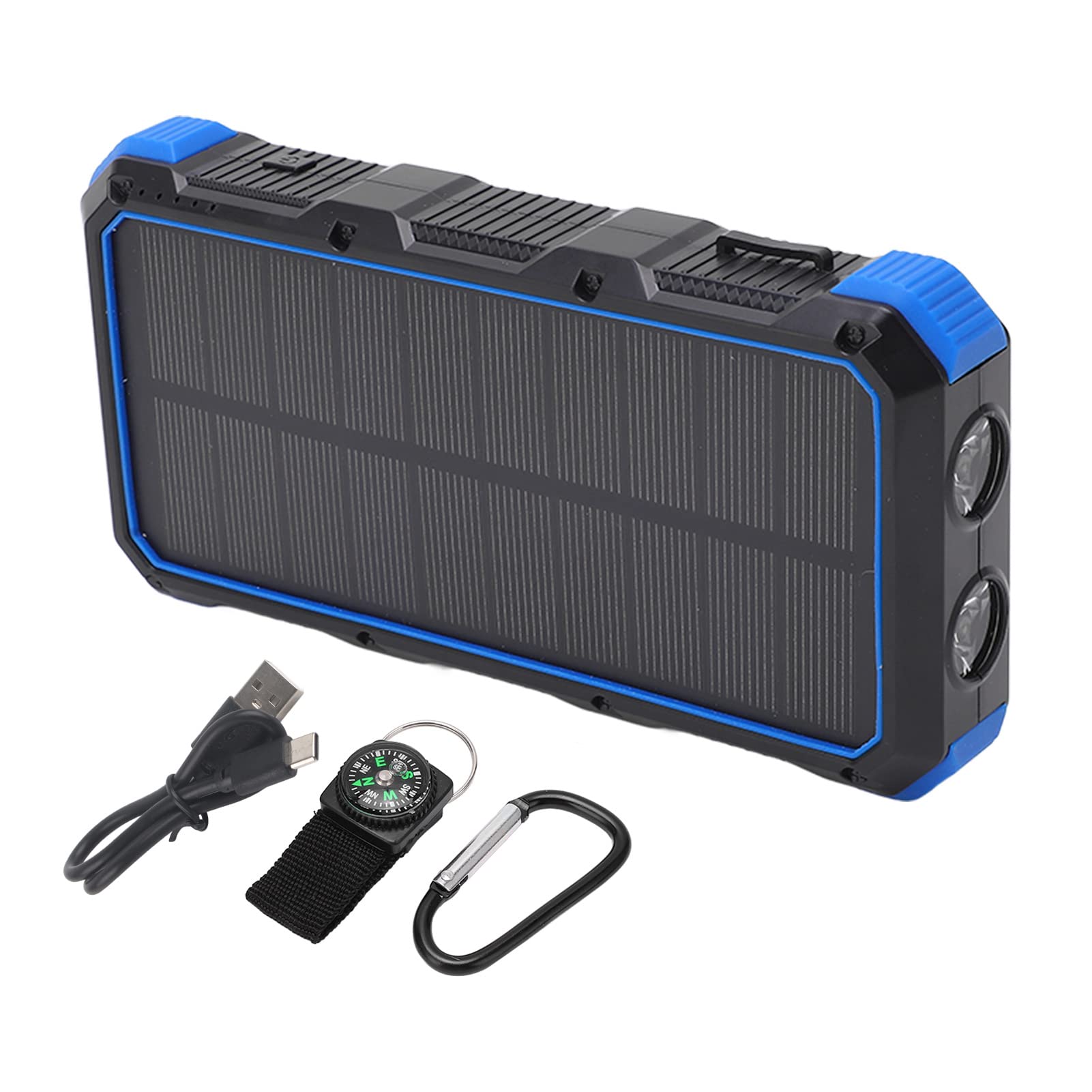 Banque d'énergie Solaire, Chargeur Solaire Portable ABS 36 800 MAh avec Charge Rapide, 3 Ports USB, Double Lumière LED, Entrée iOS Type C, pour Utilisation d'urgence en Camping en Plein