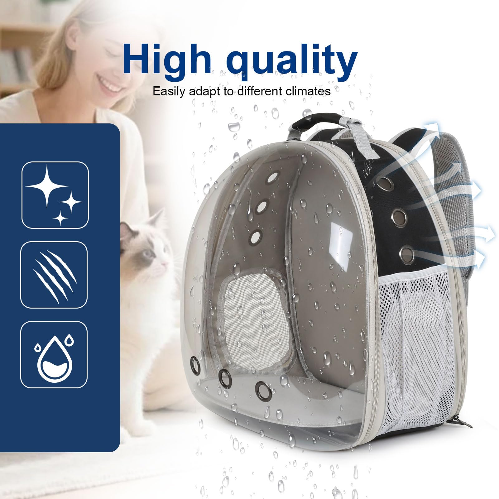 Sac à dos extensible en maille entièrement respirante pour chat et petit chien jusqu'à 5,4 kg, approuvé par les compagnies aériennes pour la randonnée, la marche, le camping