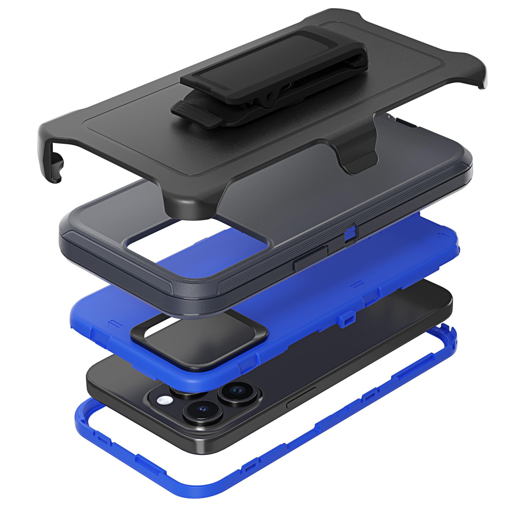 TMIDVFV Compatible with iPhone 15 Pro Case, with Belt Clip Holster Heavy Duty Rugged Shockproof Full Body Protection Kickstand Cover for iPhone 15 Pro 6.1 inch Phone (Blue)