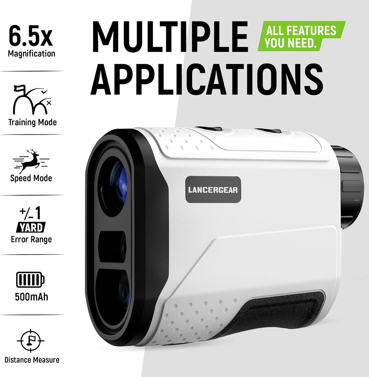 Golf/Hunting Rangefinder 6.5X Magnification Waterproof Range Finder, Distance Measurement, Slope Compensation,Speed Modes, Lightweight, for Hunting, Golfing and Shooting