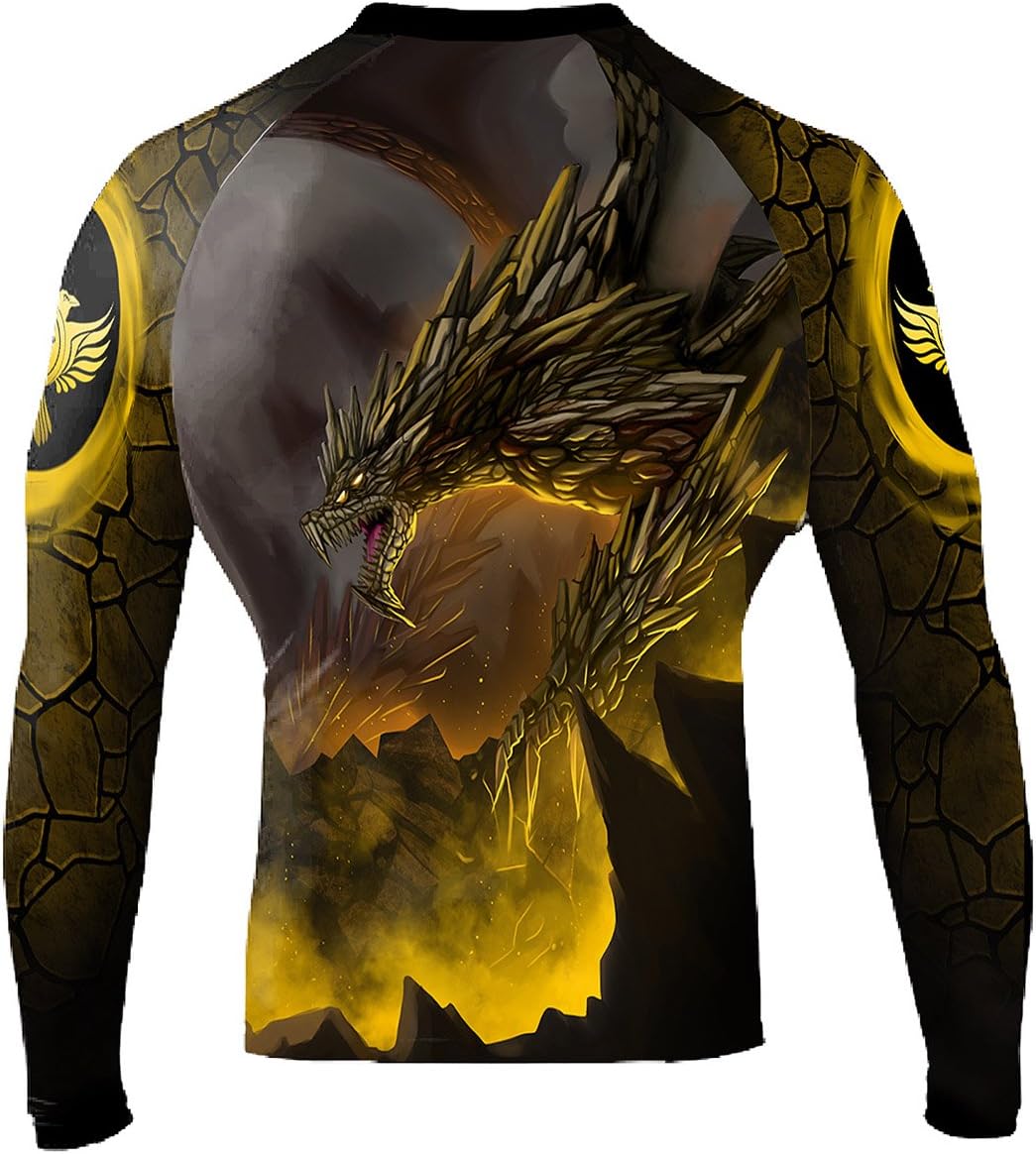 Raven Fightwear Men's Earth Dragon Rash Guard MMA BJJ Black X-Small at ...