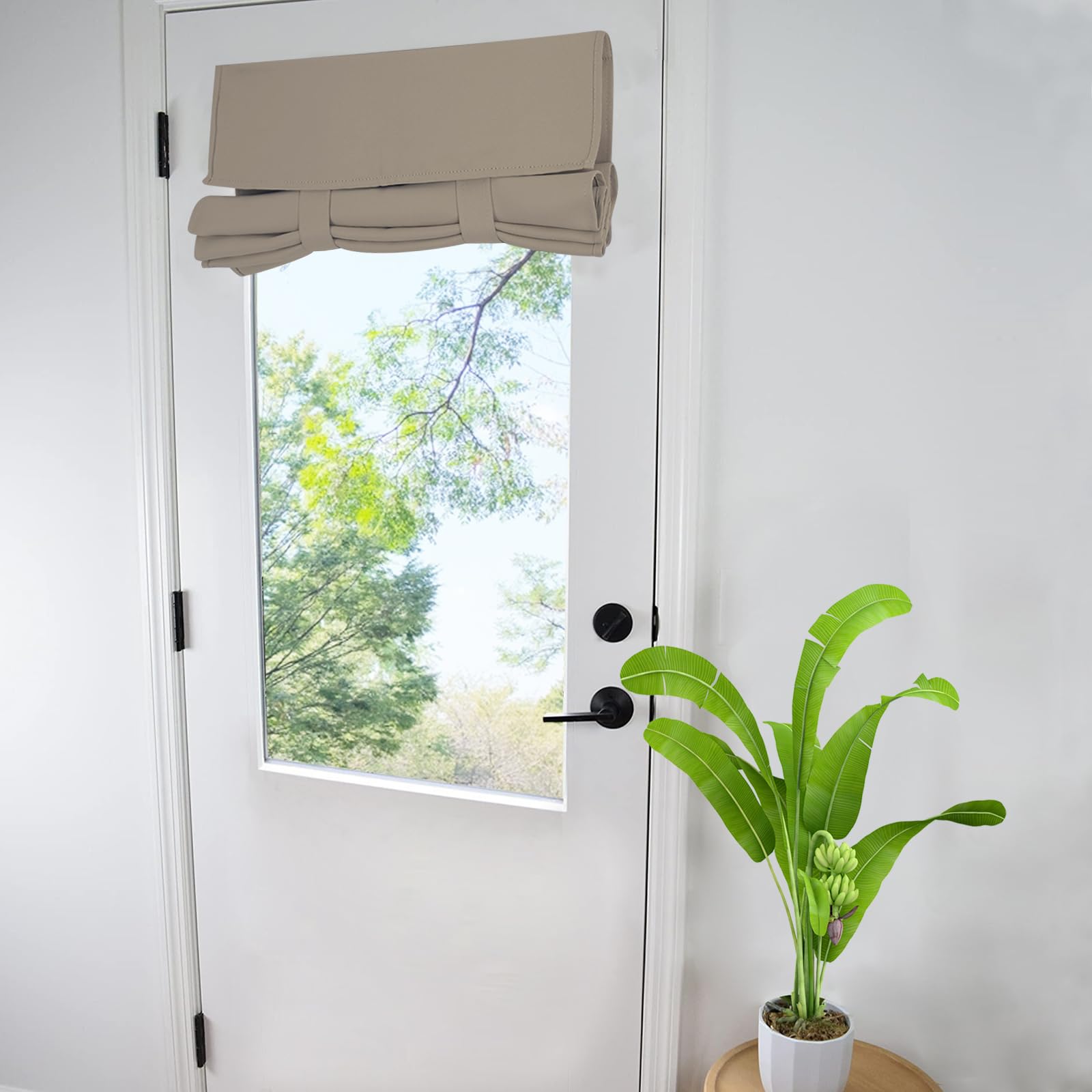 WdFour Small French Door Curtains with Silky Feel Thermal Insulated Noise Reducing Blackout Curtains for Glass Door Office (34W x 40L, Mocha1,Panel). โ image 1