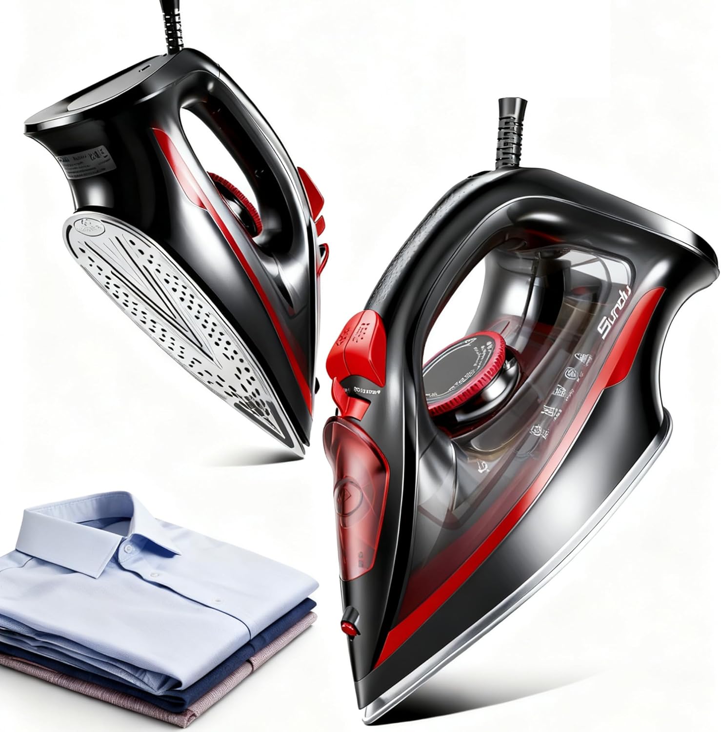 Steam Iron for Clothes 15s Fast Heat-up, 1500W Iron with 13.21oz Water Tank, Non-Stick Ceramic Soleplate, Anti-Drip, Auto-Off, Burst Steam, Self-Cleaning, Ironing Clothes for Home Steam Iron for Clothes 15s Fast Heat-up, 1500W Iron with 13.21oz Water Tank, Non-Stick Ceramic Soleplate, Anti-Drip, Auto-Off, Burst Steam, Self-Cleaning, Ironing Clothes for Home