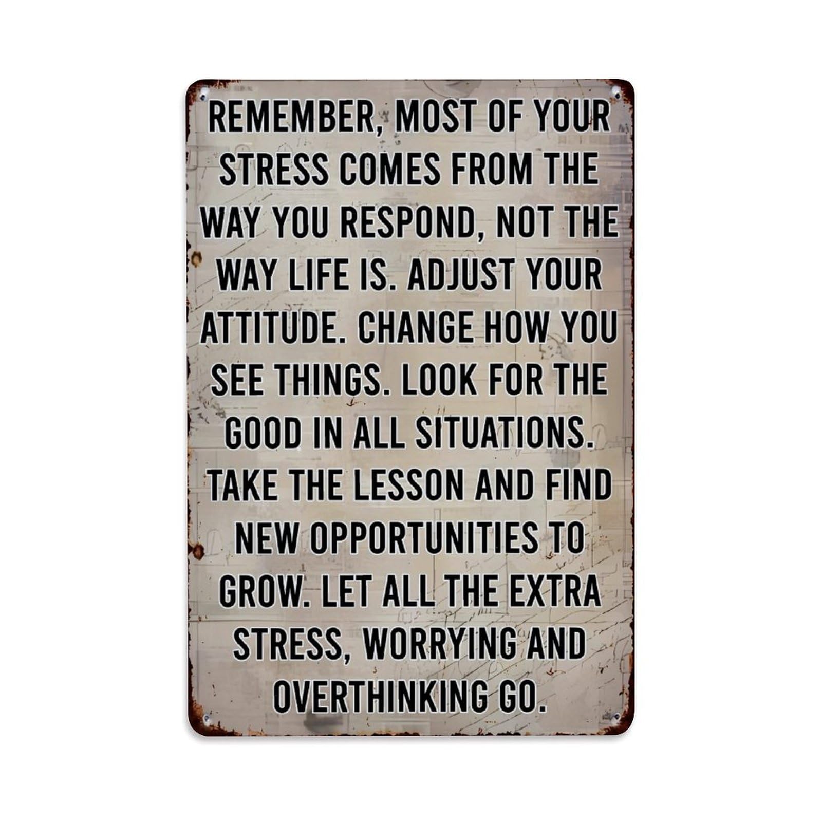 Stress Response Attitude Growth Opportunity Retro Metal Tin Sign, Vintage Decor Art Poster for Bar, Home, Man Cave, Kitchen, Laundry Room Gift 8x12Inch