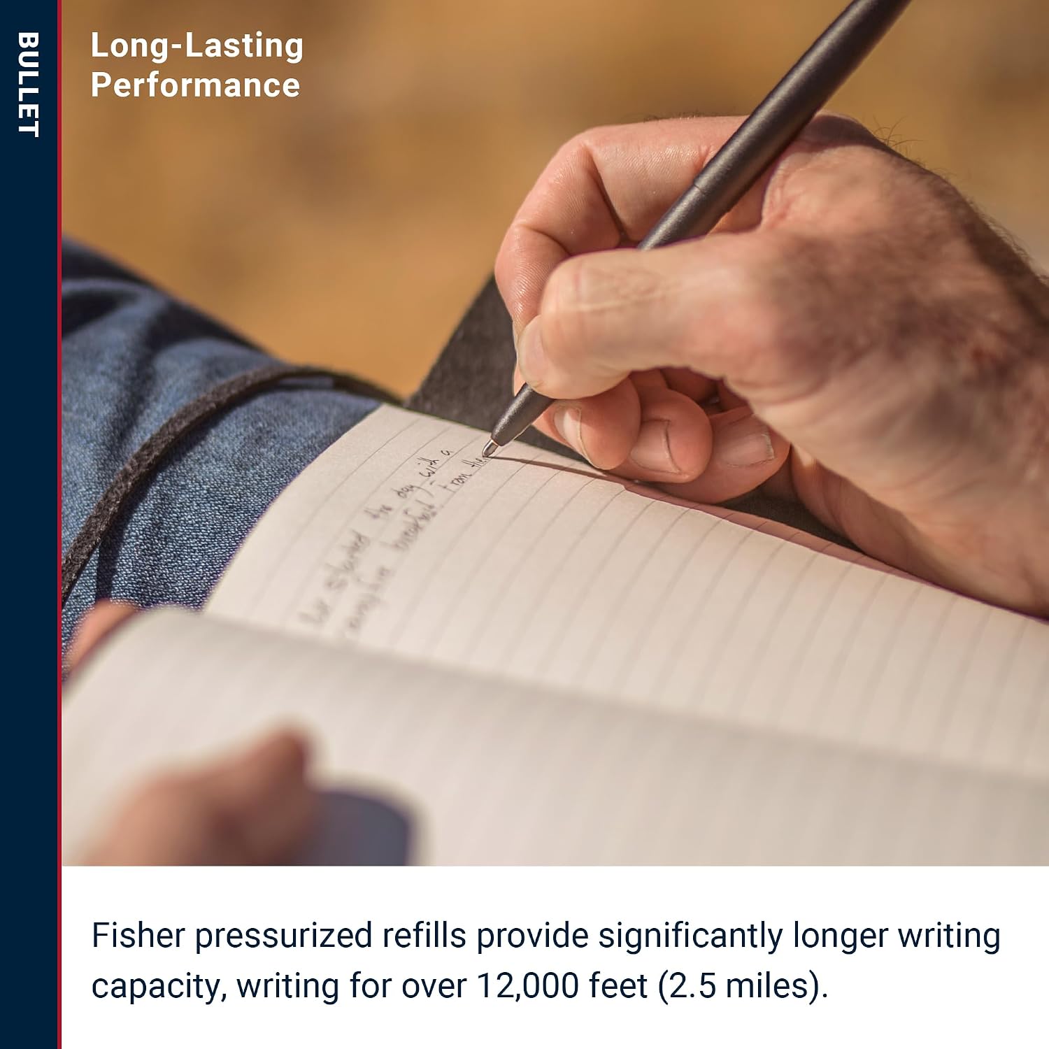 Fisher Space Pen Matte Black X-Mark Flat Cap Bullet Pen, Pressurized Ballpoint Pen, Compact Size, Writes Upside Down and in Extreme Temperatures, Black Ink, Medium Point, Pocket Clip, Made in the USA