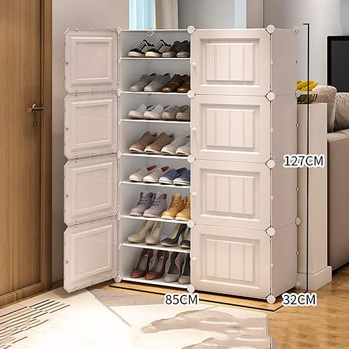 Miniatura 3 de ZEELYDE Zapatero resistente, 2 columnas de 8 niveles, plástico a prueba de polvo dentro de la puerta, organizador de almacenamiento para dormitorio,