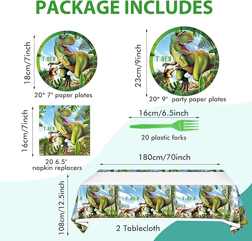 Miniatura 2 de 82 piezas de suministros de fiesta de cumpleaños de dinosaurio decoraciones de fiesta de dinosaurio incluye platos de dinosaurio servilletas