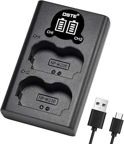 DST E Reemplazo para NP-W235 Dual LCD Cargador de Batería Compatible Fujifilm NP-W235 Batería X-T4 Cámara