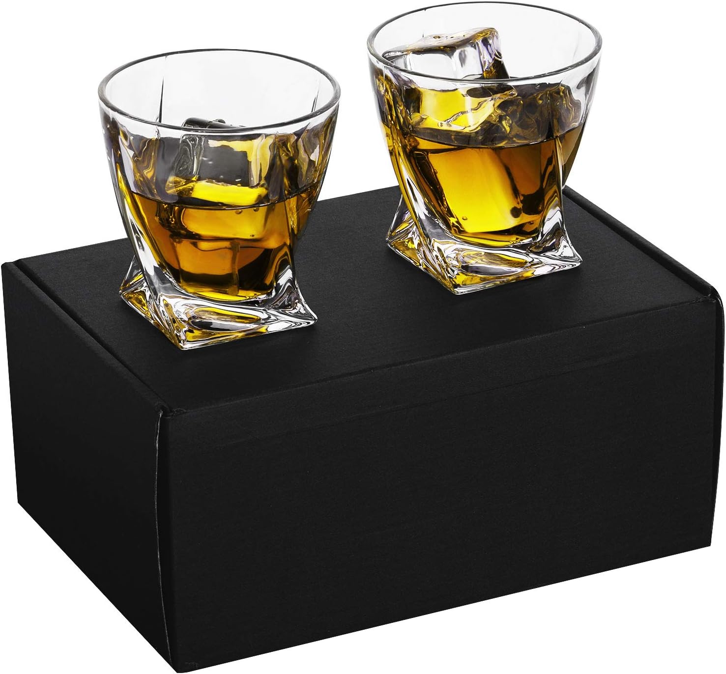 Patalachiファンタジーツイストウイスキーカップ300ml鉛フリークリスタルウイスキー濃厚酒カップワインタンブラーガラスマグ ヴィンテージロックスタイル飲めるブルボンモルトコニャックブランデーヴィンテージ 2個セット Faz Co Zm