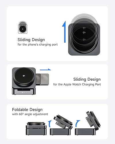 Miniatura 4 de Estación de carga inalámbrica 3 en 1 para Apple, certificado Qi2 de 15 W plegable Mag-Safe Cargador de viaje Base de carga inalámbrica para iPhone