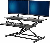 VIVO DESK-V000S 32" Adjustable Stand Up Desk Converter - Dual Monitor Riser with Pneumatic Lift for Ergonomic Home Office