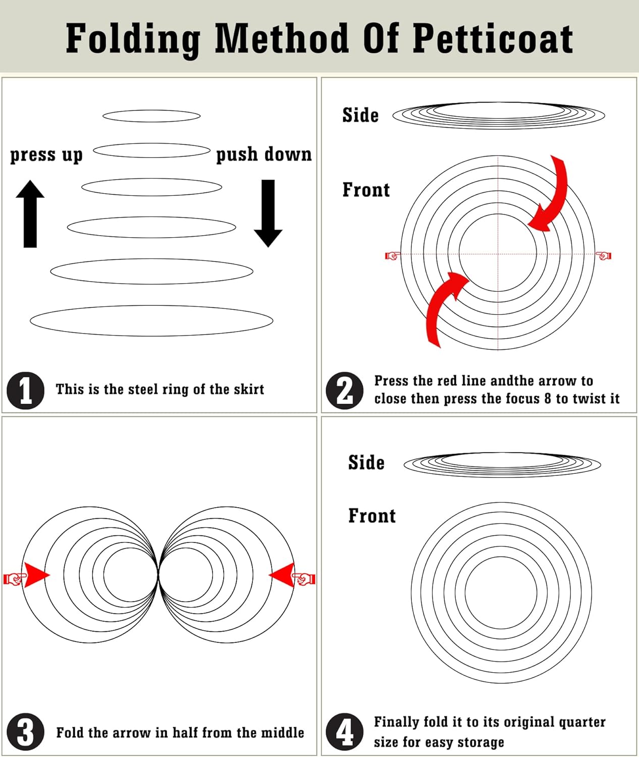 Women Petticoat 4 Hoop Skirt with 5 Ruffles Layers Crinoline Petticoats for Women Half Slips Underskirt for Wedding - Image 4