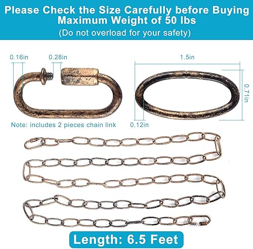 Miniatura 5 de Cadena de araña con acabado de bronce envejecido de 6.5 pies (0.118 in), cadena de metal colgante vintage con un aspecto oxidado falso, extensión de