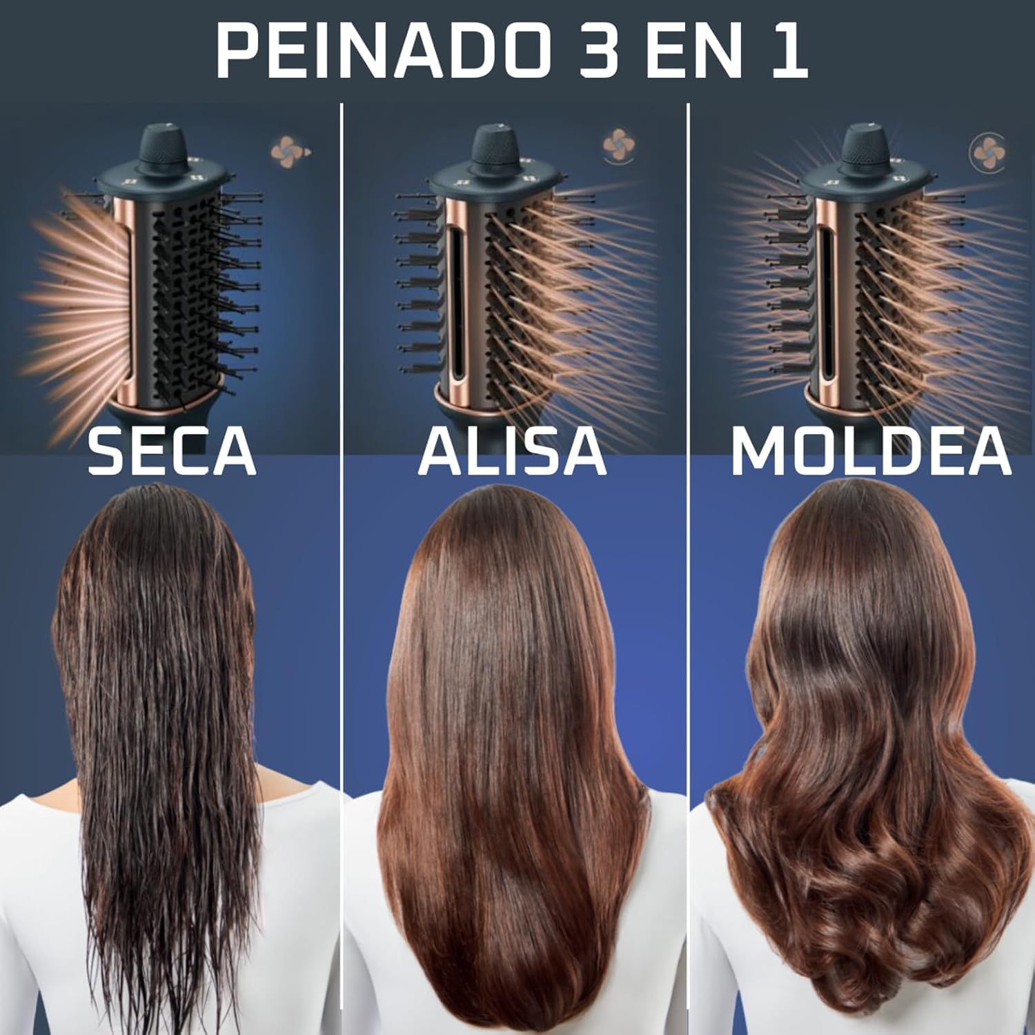 Rowenta Air Brush 3D 3 en 1 Secador Cepillo Caliente UB9720E0